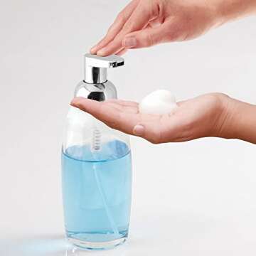 mDesign Refillable Glass Foaming Hand Soap Dispenser Set
