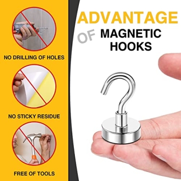 DIYMAG 30Lbs Heavy Duty Magnetic Hooks 6 Pack Silver