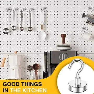 DIYMAG 30Lbs Heavy Duty Magnetic Hooks 6 Pack Silver