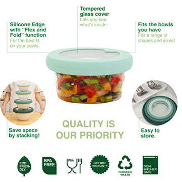 Food Huggers Silicone Glass Lids Plastic-Free Replacement