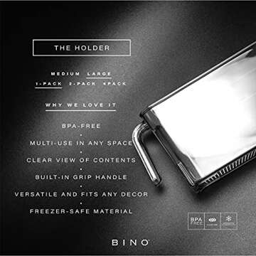 BINO | Clear Storage Organizer | THE HOLDER COLLECTION | Clear Containers for Organizing with Built-...