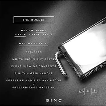 BINO Clear Storage Organizer | The Holder Collection | Premium Clear Containers for Smart Pantry Org...