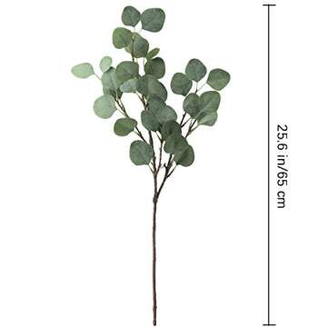Winlyn Pack of 4 Artificial Silver Dollar Eucalyptus Leaves Spray Greenery Stems in Grey Green 25.5" Tall for Floral Arrangement Holiday Greens