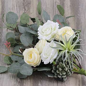 Winlyn Pack of 4 Artificial Silver Dollar Eucalyptus Leaves Spray Greenery Stems in Grey Green 25.5" Tall for Floral Arrangement Holiday Greens