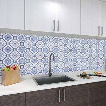 Blue White Floral Peel and Stick Wallpaper - Easy to Apply