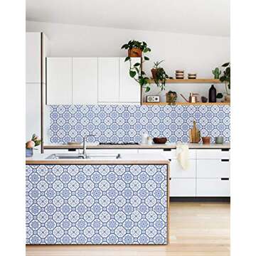 Blue White Floral Peel and Stick Wallpaper - Easy to Apply