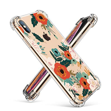 GVIEWIN Compatible for Xs/X Case, Clear Flower Pattern Design Soft & Flexible TPU Ultra-Thin Shockpr...