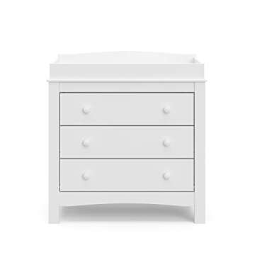 Graco Noah 3 Drawer Chest with Changing Topper (White) – GREENGUARD Gold Certified, Baby Dresser With Changing Table Top, Dresser for Nursery, 3 Drawer Kids Dresser