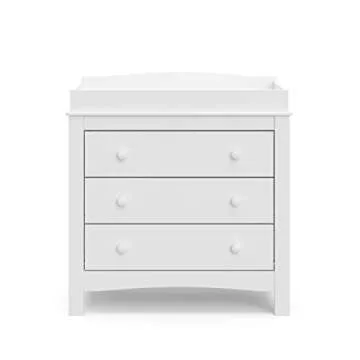 Graco Noah 3 Drawer Chest with Changing Topper (White) – GREENGUARD Gold Certified, Baby Dresser With Changing Table Top, Dresser for Nursery, 3 Drawer Kids Dresser