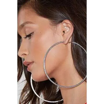 EFTOM Large Rhinestone Hoop Earrings for Women 100mm