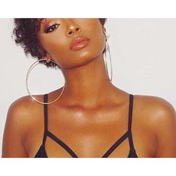 EFTOM Large Rhinestone Hoop Earrings for Women 100mm