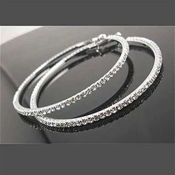 EFTOM Large Rhinestone Hoop Earrings for Women 100mm