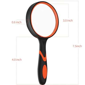 SHENGQIDZ 2 Pack 75mm 10X Handheld Magnifying Glass,Rubber Reading Magnifier for Kids Seniors, Suita...