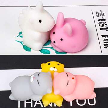FEROXO Squishy Toys Party Favors for Kids - Squishys 30 Pack Mini Mochi Squishies, Pinata Easter Egg Fillers Treasure Box Prizes Classroom Unicorn Cat Stress Reliever Pug Stuffed Animal Silicon