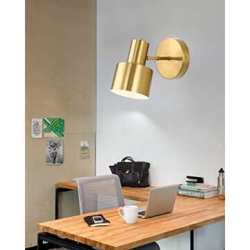 Wall Sconces Set of Two Gold Modern Wall Light Fixtures Industrial Vintage E26 Wall Lamp Fixture Brass Adjustable Wall Lights Bedside lamp Bathroom Vanity Lights