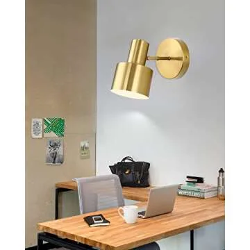 Wall Sconces Set of Two Gold Modern Wall Light Fixtures Industrial Vintage E26 Wall Lamp Fixture Brass Adjustable Wall Lights Bedside lamp Bathroom Vanity Lights