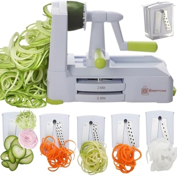Brieftons 5-Blade Vegetable Spiralizer: Strongest Spiral Slicer for Healthy Meals