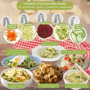 Brieftons 5-Blade Vegetable Spiralizer for Healthy Cooking