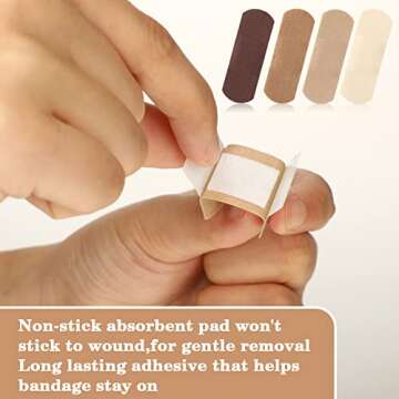 Sosation 200 Count Skin Tone Bandages Flexible Fabric Adhesive Bandages Wound Care First Aid Favor for Cuts Scrapes Scratches Protection(Multicolor)