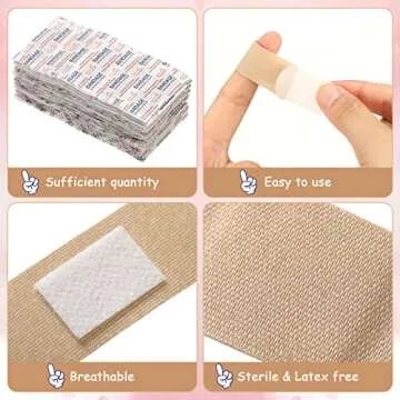 Sosation 200 Count Skin Tone Bandages Flexible Fabric Adhesive Bandages Wound Care First Aid Favor for Cuts Scrapes Scratches Protection(Multicolor)