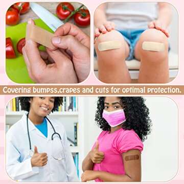 Sosation 200 Count Skin Tone Bandages Flexible Fabric Adhesive Bandages Wound Care First Aid Favor for Cuts Scrapes Scratches Protection(Multicolor)