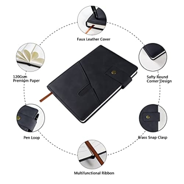 Personalized Black Leather Journal Set with Pen