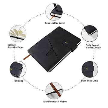 Personalized Black Leather Journal Set with Pen