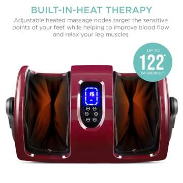 Best Choice Products Heated Shiatsu Foot Massager for Pain Relief, Plantar Fasciitis, Neuropathy, Blood Circulation w/Compact Design - Burgundy