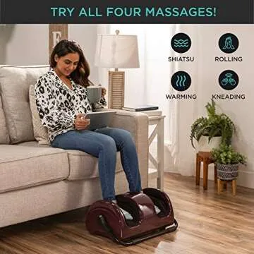 Best Choice Products Heated Shiatsu Foot Massager for Pain Relief, Plantar Fasciitis, Neuropathy, Blood Circulation w/Compact Design - Burgundy