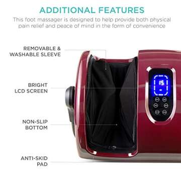 Best Choice Products Heated Shiatsu Foot Massager for Pain Relief, Plantar Fasciitis, Neuropathy, Blood Circulation w/Compact Design - Burgundy