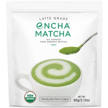 Encha Latte Grade Matcha Powder - Organic Green Tea from Uji, Japan (60g) Recommended for Smoothies ...