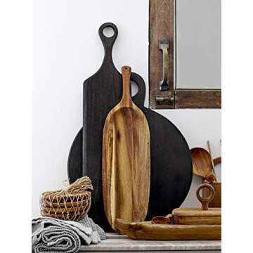 Bloomingville Tall Acacia Wood Cheese and Cutting Board with Round Opening on Handle, Black