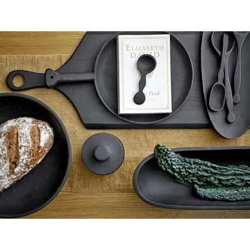 Bloomingville Tall Acacia Wood Cheese and Cutting Board with Round Opening on Handle, Black