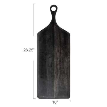 Bloomingville Tall Acacia Wood Cheese and Cutting Board with Round Opening on Handle, Black