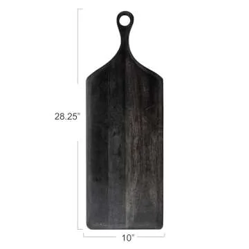 Bloomingville Tall Acacia Wood Cheese and Cutting Board with Round Opening on Handle, Black