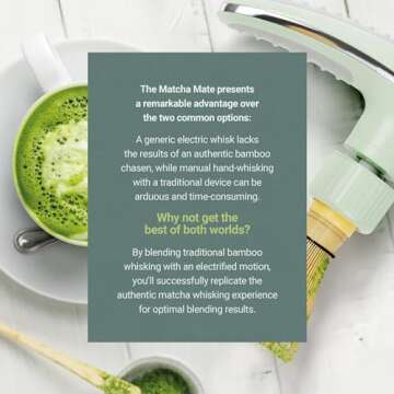 Matcha Mate Electric Powered Bamboo Whisk - Traditional Whisking with Electronic Precision - Rechargeable Portable Tea Frother, Stirrer, Mixer, Making Machine Set Accessories Kit - Gift