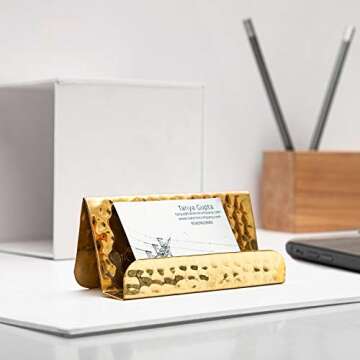 Stylish GoCraft Brass Business Card Holder for Professionals