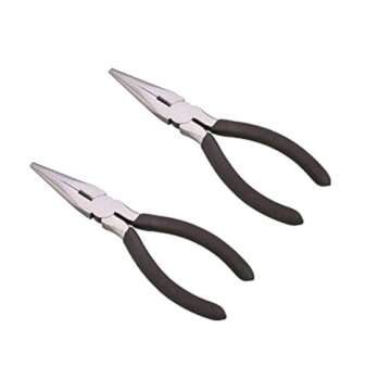 Edward Tools Long Nose Pliers with Side Cutter 6” - 2 Pack - Drop forged steel - Polished rust pro...