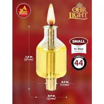 Ner Mitzvah Pre-Filled Menorah Oil Cup Candles - Hanukkah Ohr Lights - 100% Olive Oil with Cotton Wick in Glass Cup - Small Size, 44 per Pack, Burns Approx. 1 1/2 Hrs