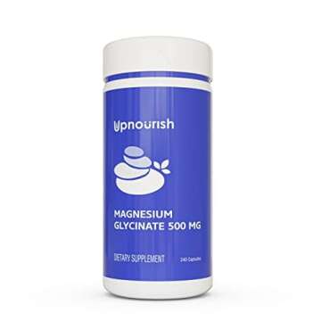 UpNourish Magnesium Glycinate Chelate 500mg Capsules - Highly Absorbable Chelated Magnesium - Pure Magnesium Supplement for Sleep & Calm Support, Nervous, Muscle & Bone Health