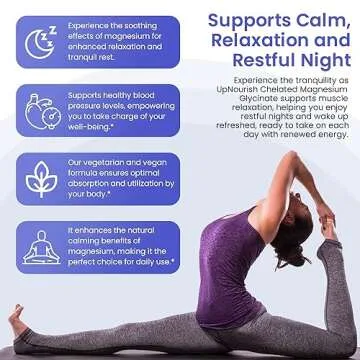 UpNourish Magnesium Glycinate Chelate 500mg Capsules - Highly Absorbable Chelated Magnesium - Pure Magnesium Supplement for Sleep & Calm Support, Nervous, Muscle & Bone Health