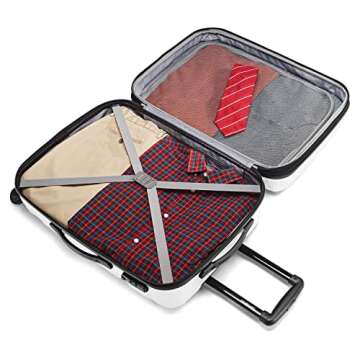 Samsonite Omni PC Hardside Expandable Luggage with Spinner Wheels, Checked-Medium 24-Inch, White