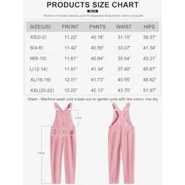 ANRABESS Womens Jean Overalls Loose Fit Adjustable Strap Denim Jumpsuits Rompers Bib Overall 2025 Spring Fashion Work Outfits Pink Small