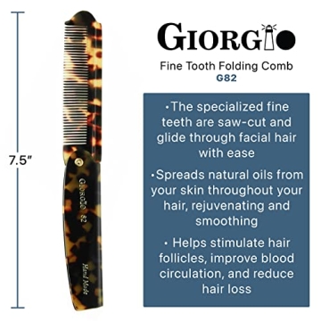 Giorgio G82 Folding Pocket Comb for Men, Stylish Effortless Grooming
