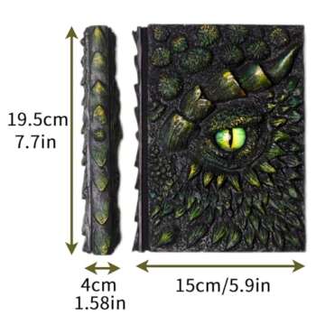 3D Dragon Eye Embossed Journal,Resin Engraving Notebook,Dnd notebook for Dragon Lovers ,100 Sheets Blank Paper,Hardcover Travel Notepad for Writing,Sketchbook,Collection,Gift A5 (7.3" x 5.1") (Red)