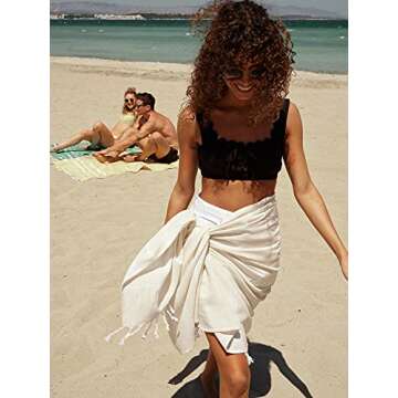 SMYRNA TURKISH COTTON - Classical Series Original Turkish Beach Towel | Cotton, Prewashed, 37 x 71 I...