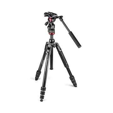 Manfrotto Befree Live 4-Section Aluminum Compact Travel Video Tripod with Fluid Head, Black/Silver