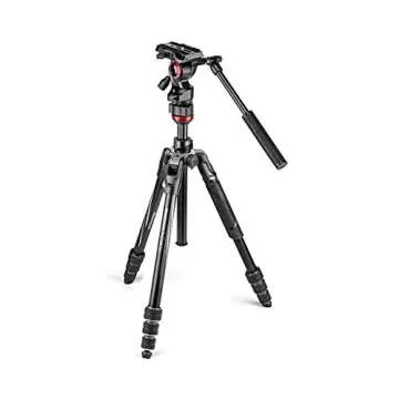 Manfrotto Befree Live 4-Section Aluminum Compact Travel Video Tripod with Fluid Head, Black/Silver