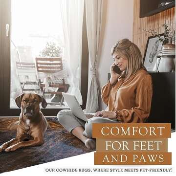 Sunshine Cowhides 100% Genuine Dark Brindle Tricolor Cowhide Rug - Modern Style Animal Skin Rug & Floor Carpet - Home Decor Area Rug for Living Room, Bedroom, Office & Kitchen Decor - Large (6x6-7ft)