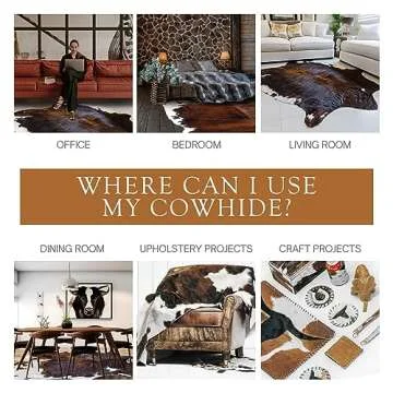 Sunshine Cowhides 100% Genuine Dark Brindle Tricolor Cowhide Rug - Modern Style Animal Skin Rug & Floor Carpet - Home Decor Area Rug for Living Room, Bedroom, Office & Kitchen Decor - Large (6x6-7ft)